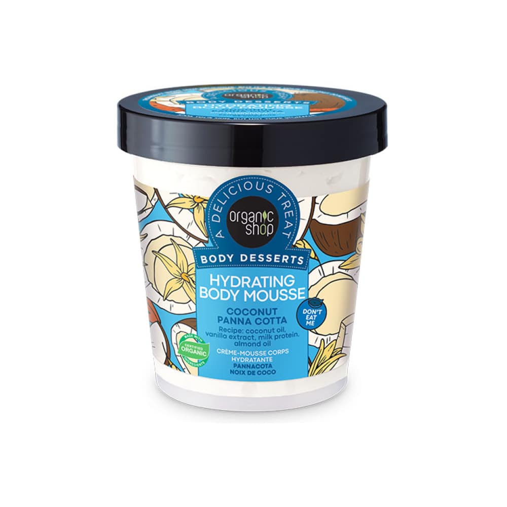 NATURA SIBERICA Organic Shop Body Desserts Hydrating Body Mousse Coconut Panna Cotta, 450ml