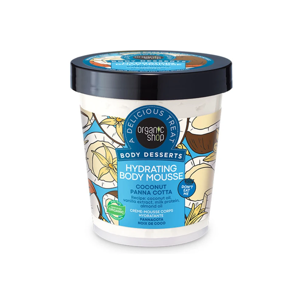 NATURA SIBERICA Organic Shop Body Desserts Hydrating Body Mousse Coconut Panna Cotta, 450ml