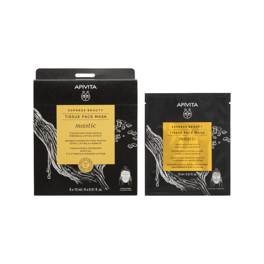 APIVITA Express Beauty Tissue Μάσκα Προσώπου Μαστίχα για Σύσφιξη & Αίσθηση Lifting, 15ml