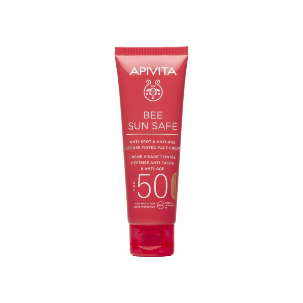 APIVITA Bee Sun Safe Anti-Spot & Anti-Age Defence Tinted Golden Face Cream SPF50, 50ml