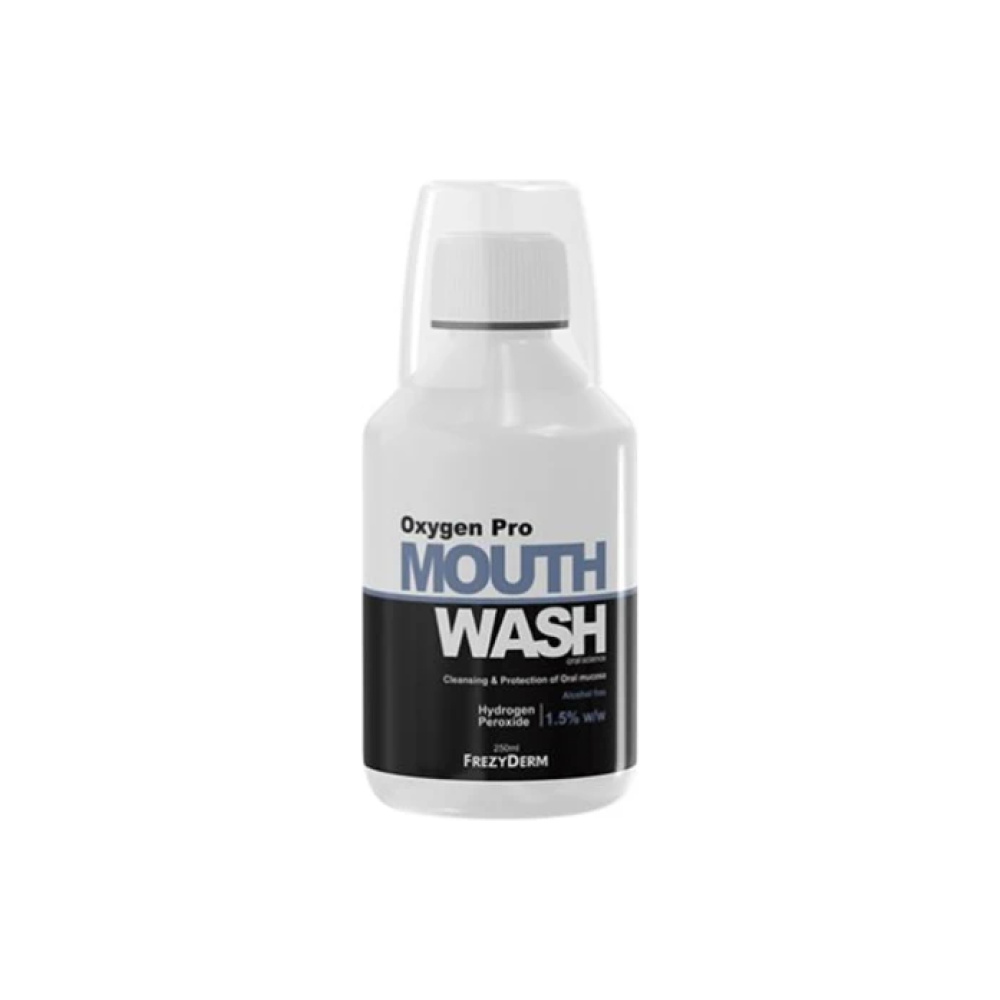 FREZYDERM Mouthwash Oxygen Pro Στοματικό Διάλυμα Με Ενεργό Οξυγόνο Βιονεργό Πεπτίδιο & Υαλουρονικό Οξύ 250ml