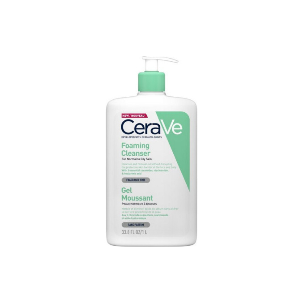 CeraVe Foaming Cleanser Αφρίζον Gel Καθαρισμού για Πρόσωπο και Σώμα με Υαλουρονικό Οξύ, Ceramides και Νιασιναμίδη 1L