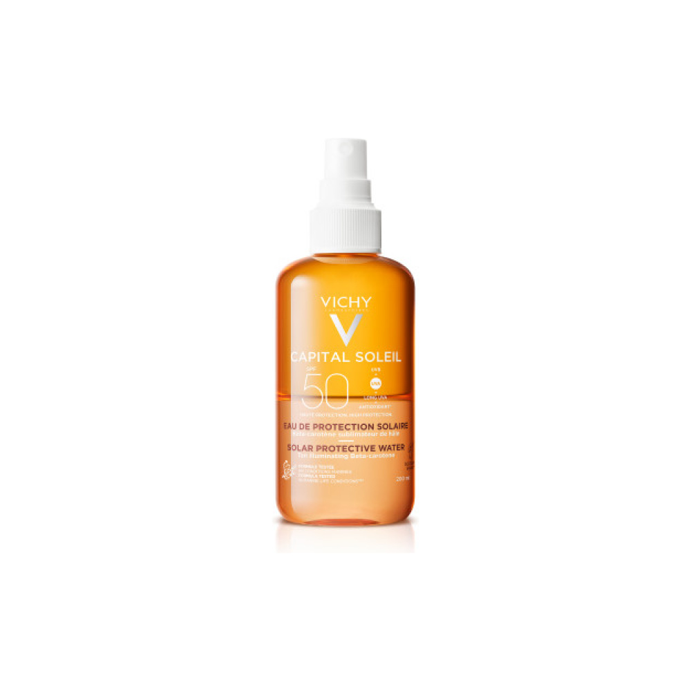 VICHY Capital Soleil Αντηλιακό Νερό SPF50 με β-Καροτένιο για Ομοιόμορφο Μαύρισμα 200ml