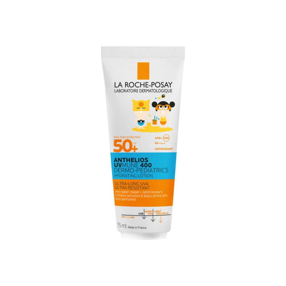 LA ROCHE-POSAY Anthelios UVMUNE 400 Dermo-Pediatrics Hydrating Lotion SPF 50+ ενυδατικό αντηλιακό γαλάκτωμα για το ευαίσθητο παιδικό δέρμα & για το δέρμα με τάση ατοπίας 75ml