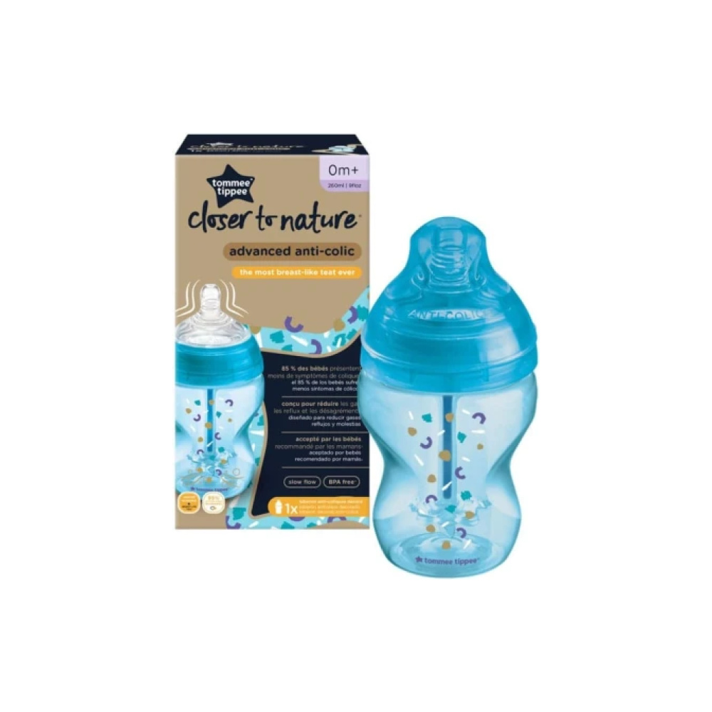 TOMMEE TIPPEE Μπιμπερό Advanced Anti-Colic μικρής ροής 260ml με σχέδιο για αγόρι 0m+