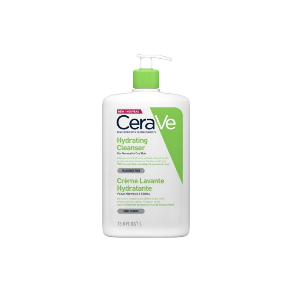 CeraVe Hydrating Cleanser Ενυδατική Μη Αφρίζουσα Κρέμα Καθαρισμού για Πρόσωπο και Σώμα με Υαλουρονικό Οξύ, Ceramides και Γλυκερίνη 1L