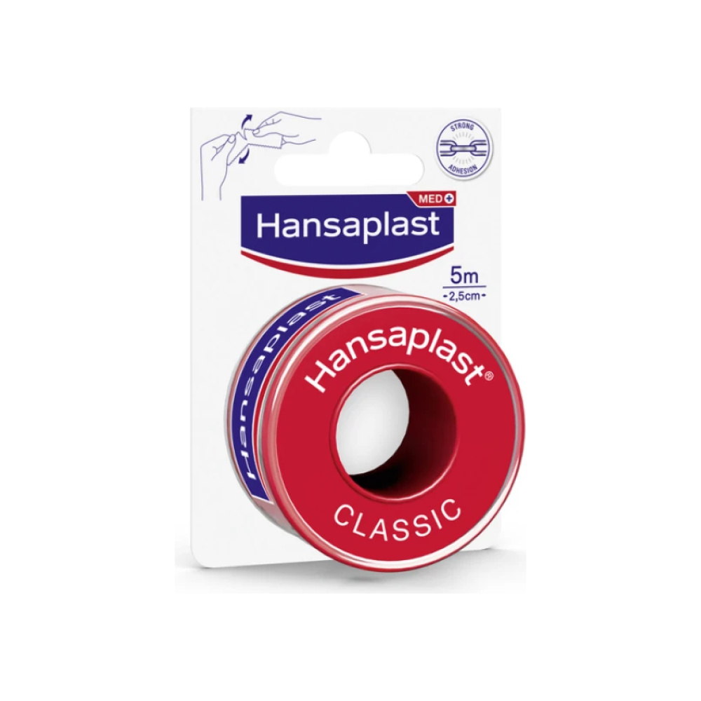 HANSAPLAST Αυτοκόλλητη Επιδεσμική ταινία Classic, για ισχυρές επιδέσεις, 2,50 cm X 5 m