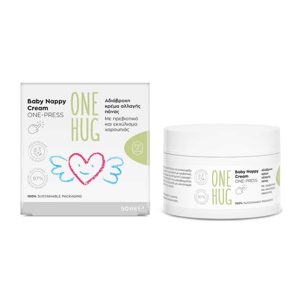 ONE HUG Baby Nappy Cream One-Press Αδιάβροχη Κρέμα Αλλαγής Πάνας, 50ml