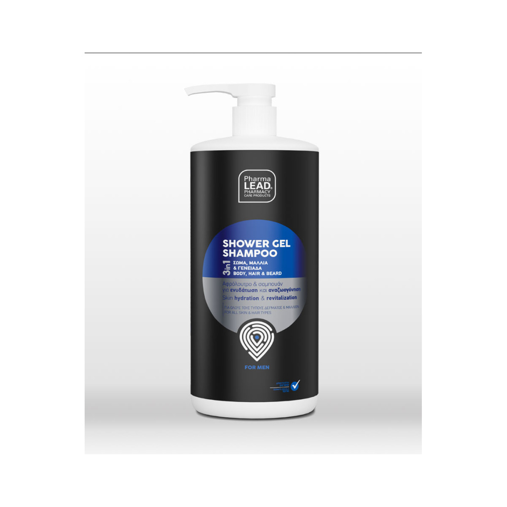 PHARMALEAD Shower Gel Shampoo For Men 3in1 Σαμπουάν - Αφρόλουτρο για Σώμα, Μαλλιά & Γενειάδα, 1lt