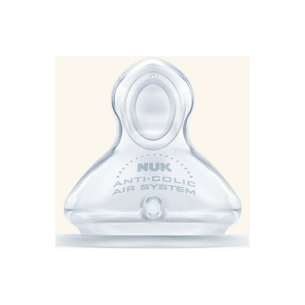 NUK First Choice Plus Θηλή Σιλικόνης Μ (Μεσαία Οπή για Γάλα) με Βαλβίδα 0-6 Μηνών 1τμχ