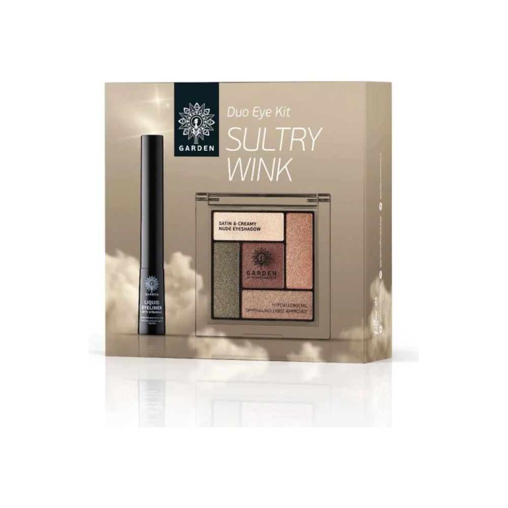 GARDEN Promo Sultry Wink Duo Eye Kit ,Liquid Eyeliner Black 2ml & Eyeshadow Palette Satin And Creamy 03, 6gr