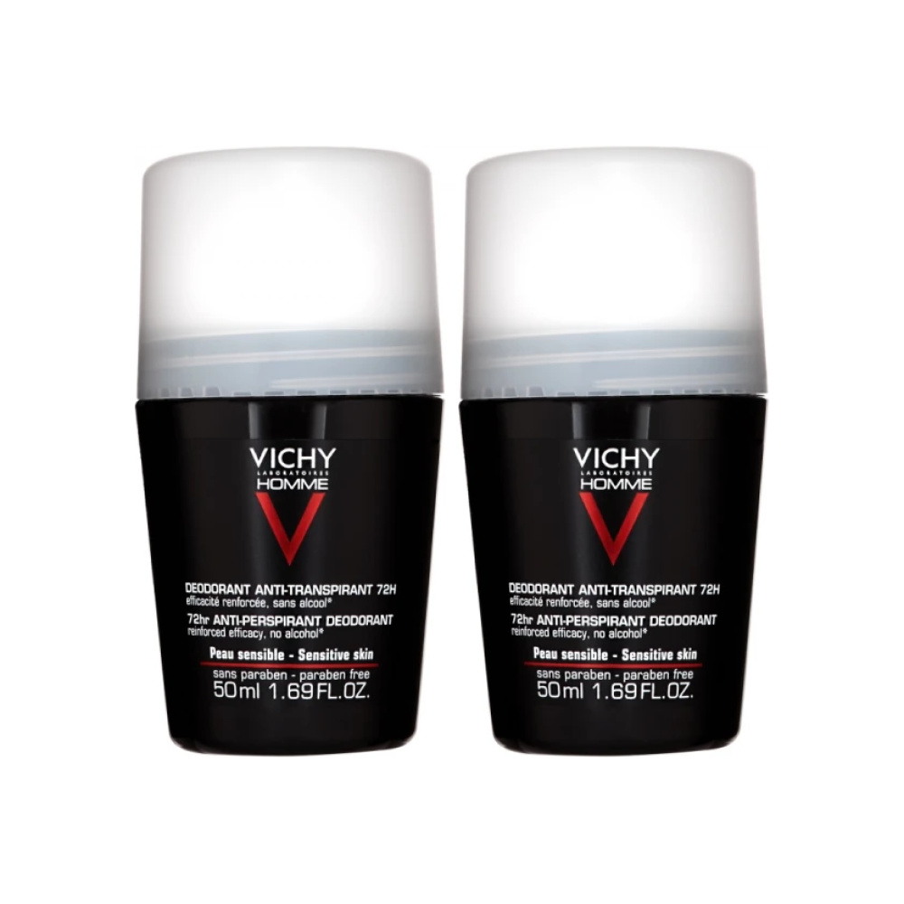VICHY Promo Homme 72hr Anti-perspirant Deodorant Roll-On 2x50ml
