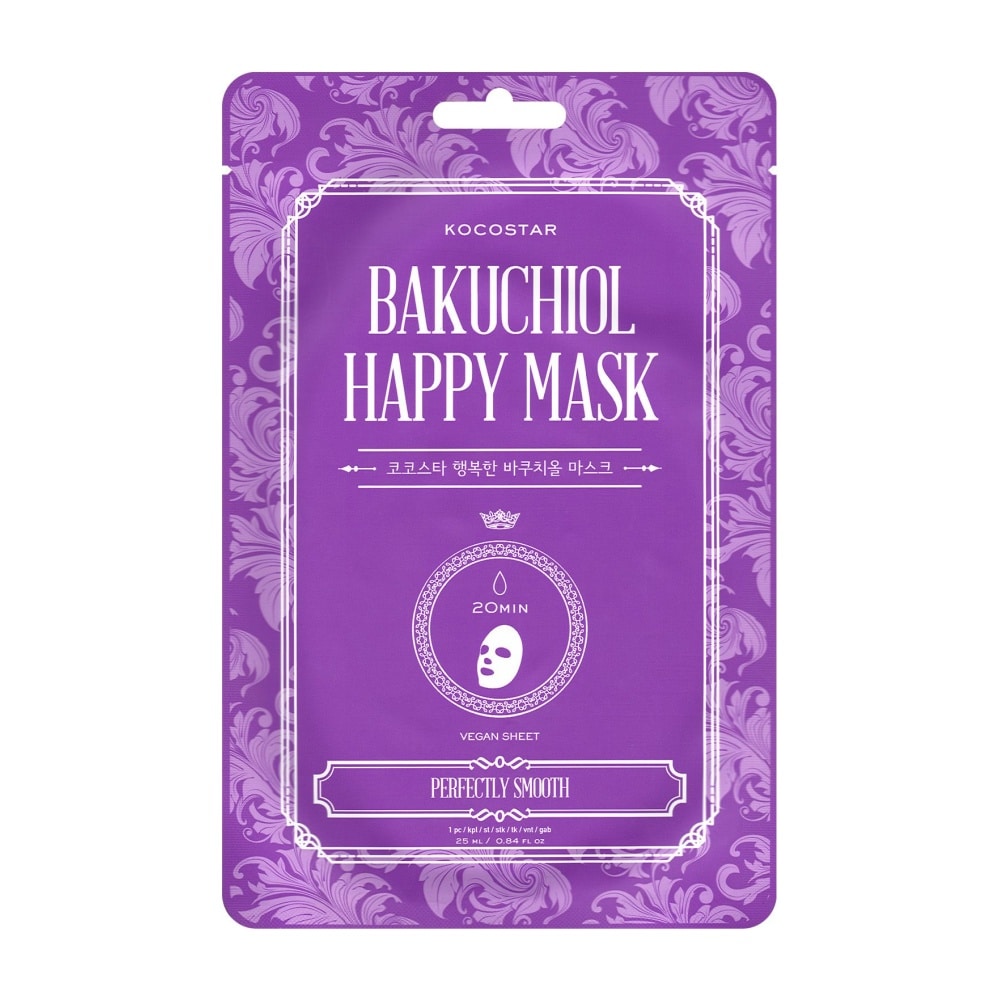KOCOSTAR Bakuchiol Happy Mask Μάσκα Προσώπου για Ανανεωμένη & Λεία Επιδερμίδα, 1τεμ