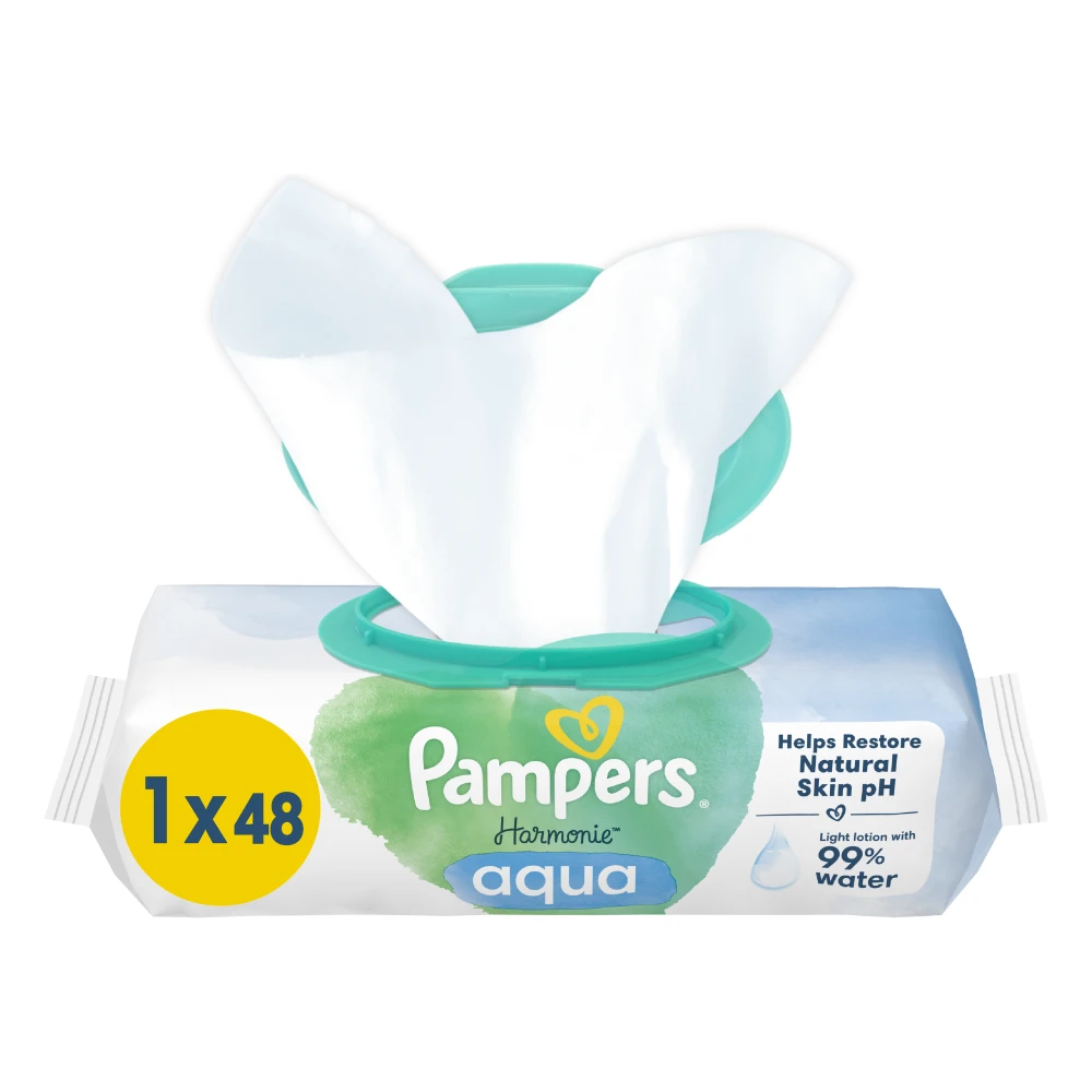 PAMPERS Harmonie Aqua Μωρομάντηλα - 1 Συσκευασία x 48 Μωρομάντηλα