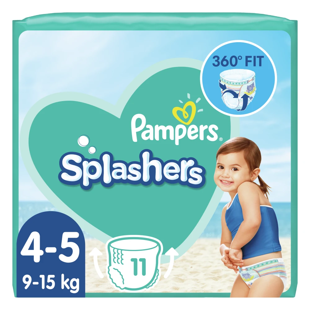 PAMPERS Splashers Baby Shark μέγεθος 4 - (9kg-15kg), 11 Πάνες Μαγιό Μίας Χρήσης