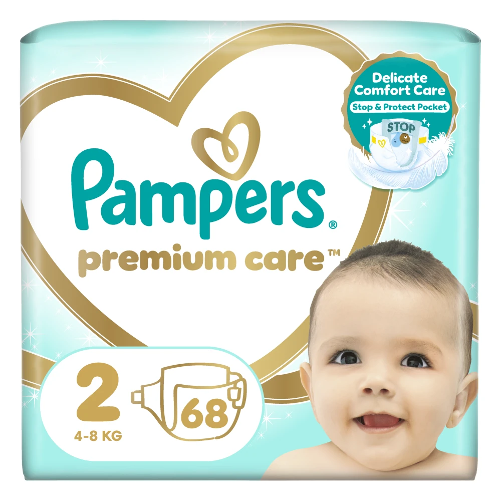 PAMPERS Premium Care πάνα μέγεθος 2 (4kg-8kg) - 68 Πάνες