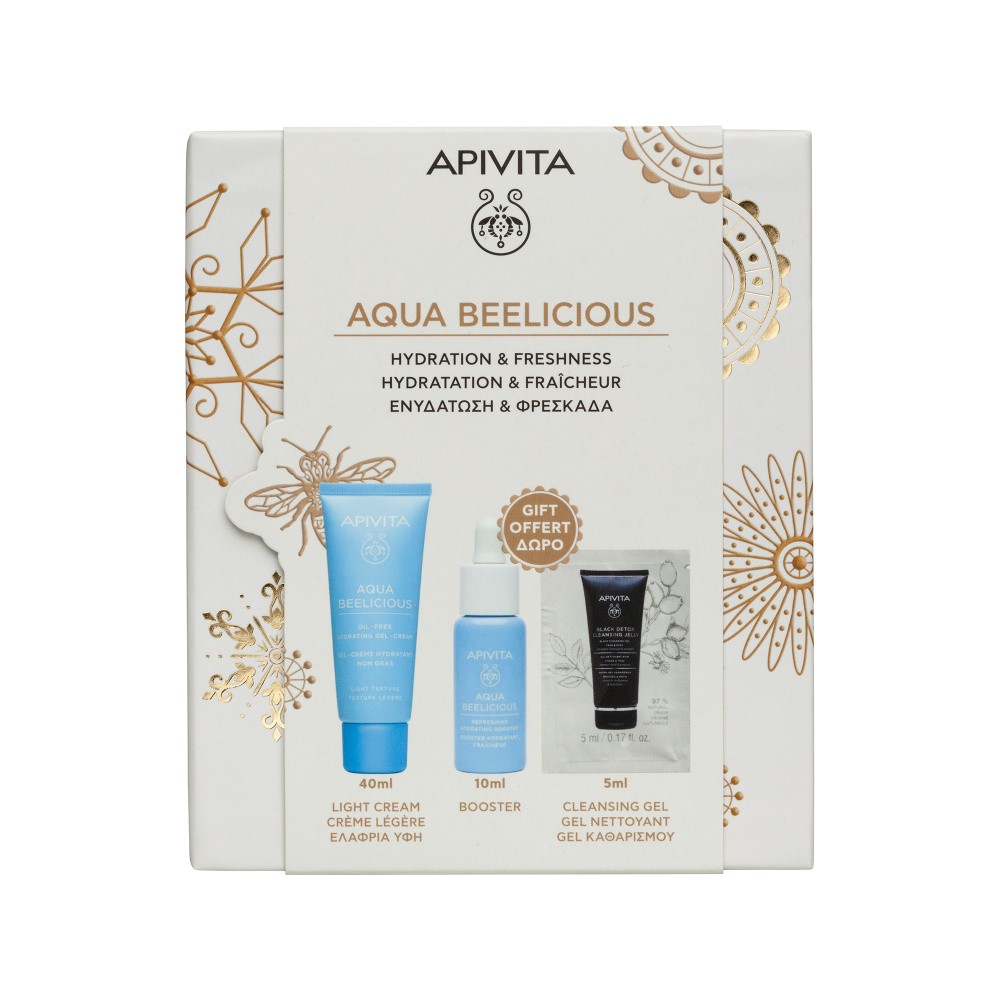 Apivita Promo Aqua Beelicious Gel Cream Light Texture, 40ml & Booster, 10ml & Cleansing Gel, 5ml