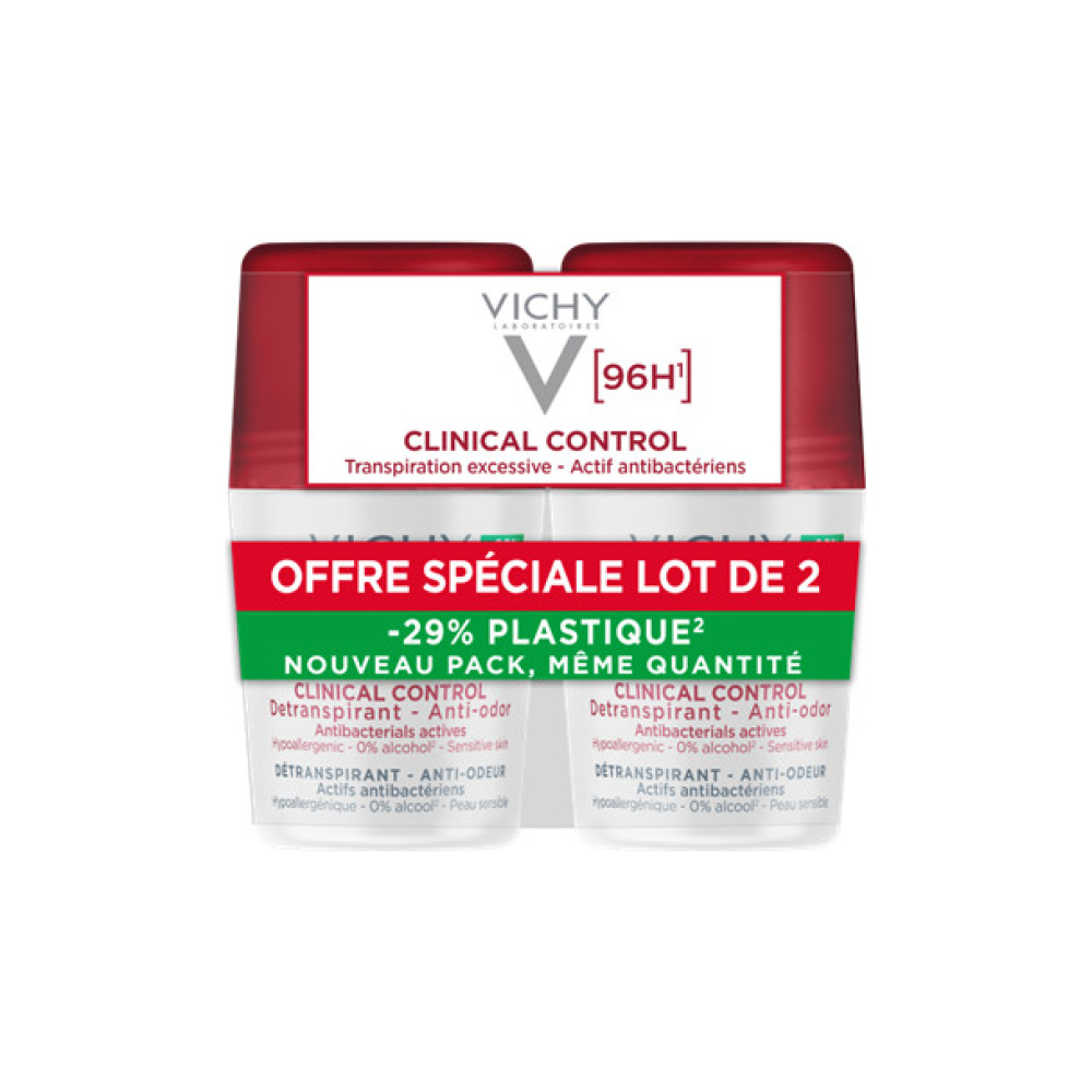 VICHY  Deodorant 96h Clinical Control Roll-On Duo Promo με -50% στο 2ο προϊόν, 2X50ml