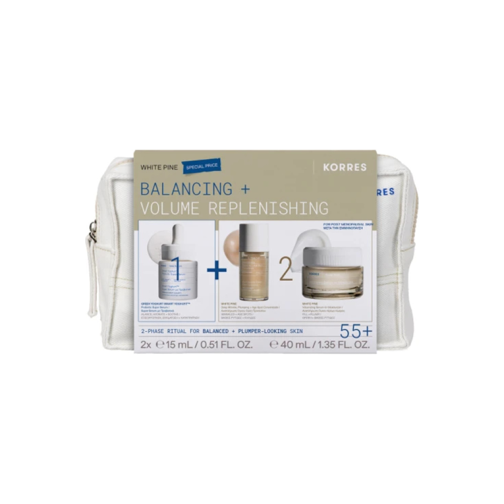 KORRES Promo White Pine Day Cream 40ml & Serum 15ml & Greek Yoghurt Smart Probiotic Super Serum 15ml