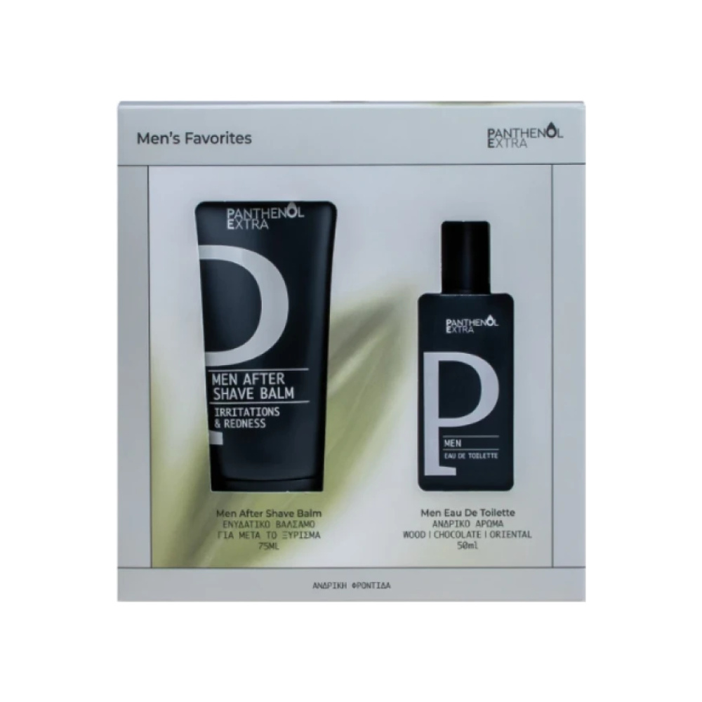 PANTHENOL EXTRA Promo Men's Favourite After Shave Balm, 75ml & Άρωμα Wood-Chocolate-Oriental, 50ml, 1σετ