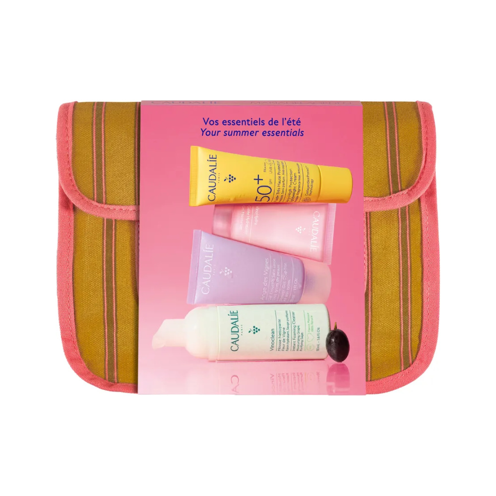 CAUDALIE Essentials x Maria De La Orden Promo Vinoclean Αφρός Καθαρισμού Προσώπου, 50ml & Vinohydra Ενυδατικό Τζελ, 15ml & Vinosun Αντηλιακή Κρέμα SPF50+, 20ml & Ange des Vignes Αφρόλουτρο, 30ml & Νεσεσέρ, 1σετ
