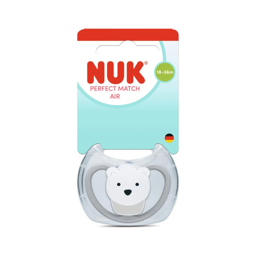 NUK πιπίλα σιλικόνης perfect match air με θήκη 18-36m polar bear