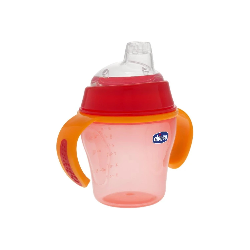CHICCO Soft Cup 12m+, Μαλακό Πορτοκαλί Κύπελλο Στόμιο από Σιλικόνη